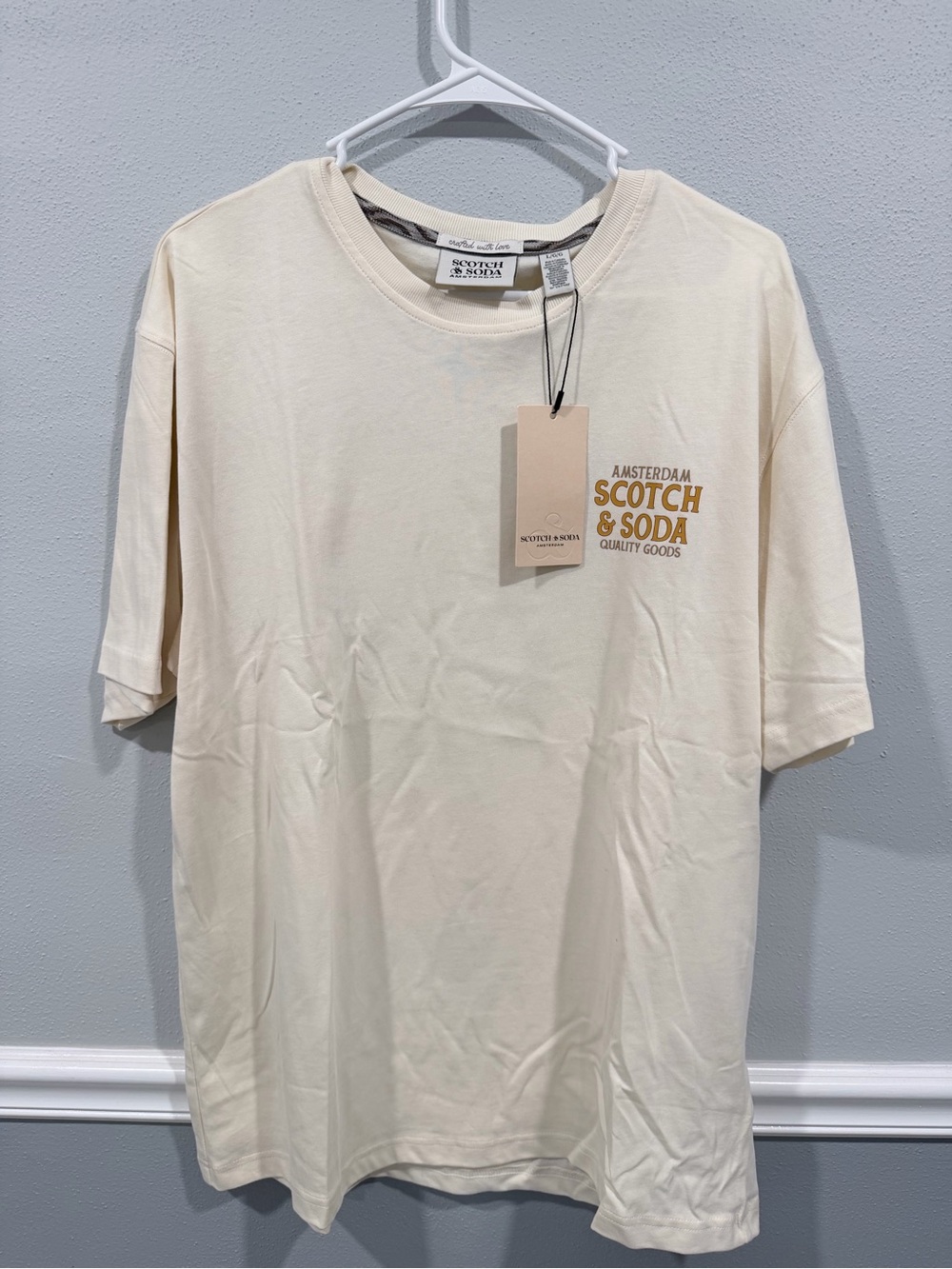 Scotch & Soda Beige Short Sleeve Graphic T-Shirt Men’s Size L‎ NWT